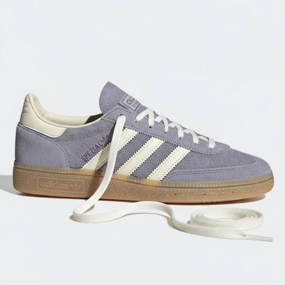 NEW ADIDAS women's handball spezial shoes in silver violet/cream white/gum